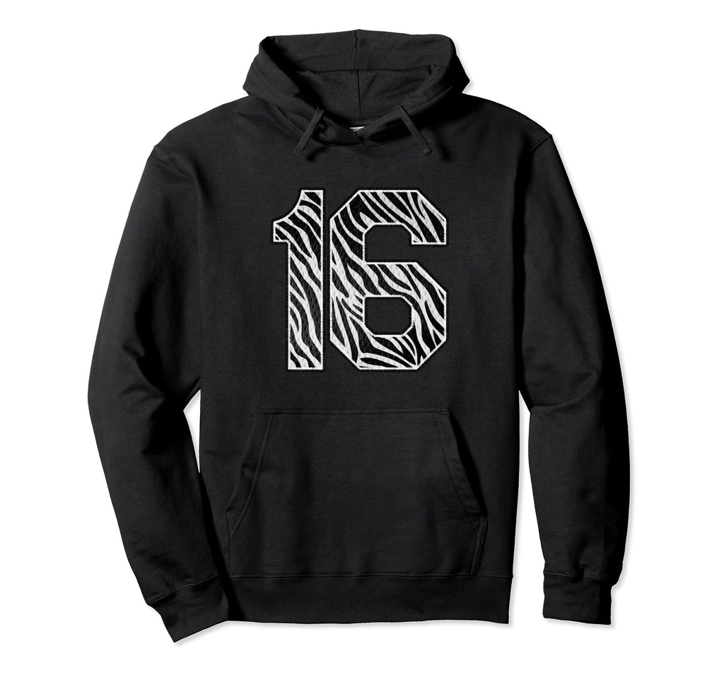 Number 16 Zebra Fanwear Sports Jersey Hoodie - Minimalist Print Unisex