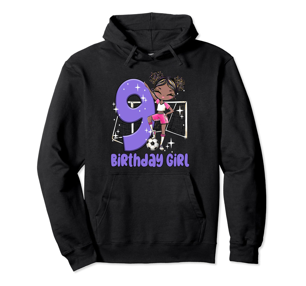 9Th Birthday Black Soccer Ball Net Hoodie - Unique Graphic for Adults