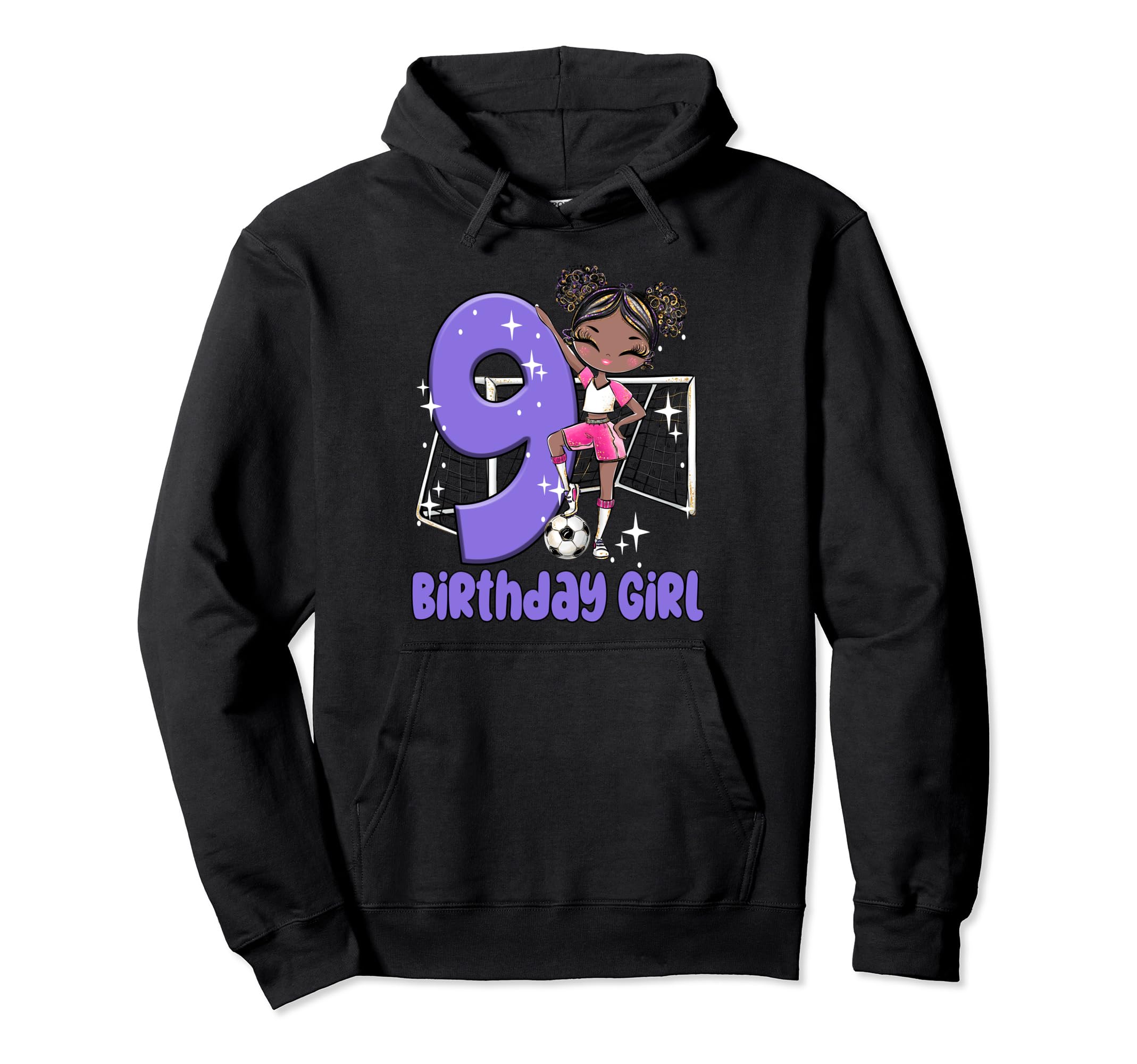 9Th Birthday Black Soccer Ball Net Hoodie - Unique Graphic for Adults