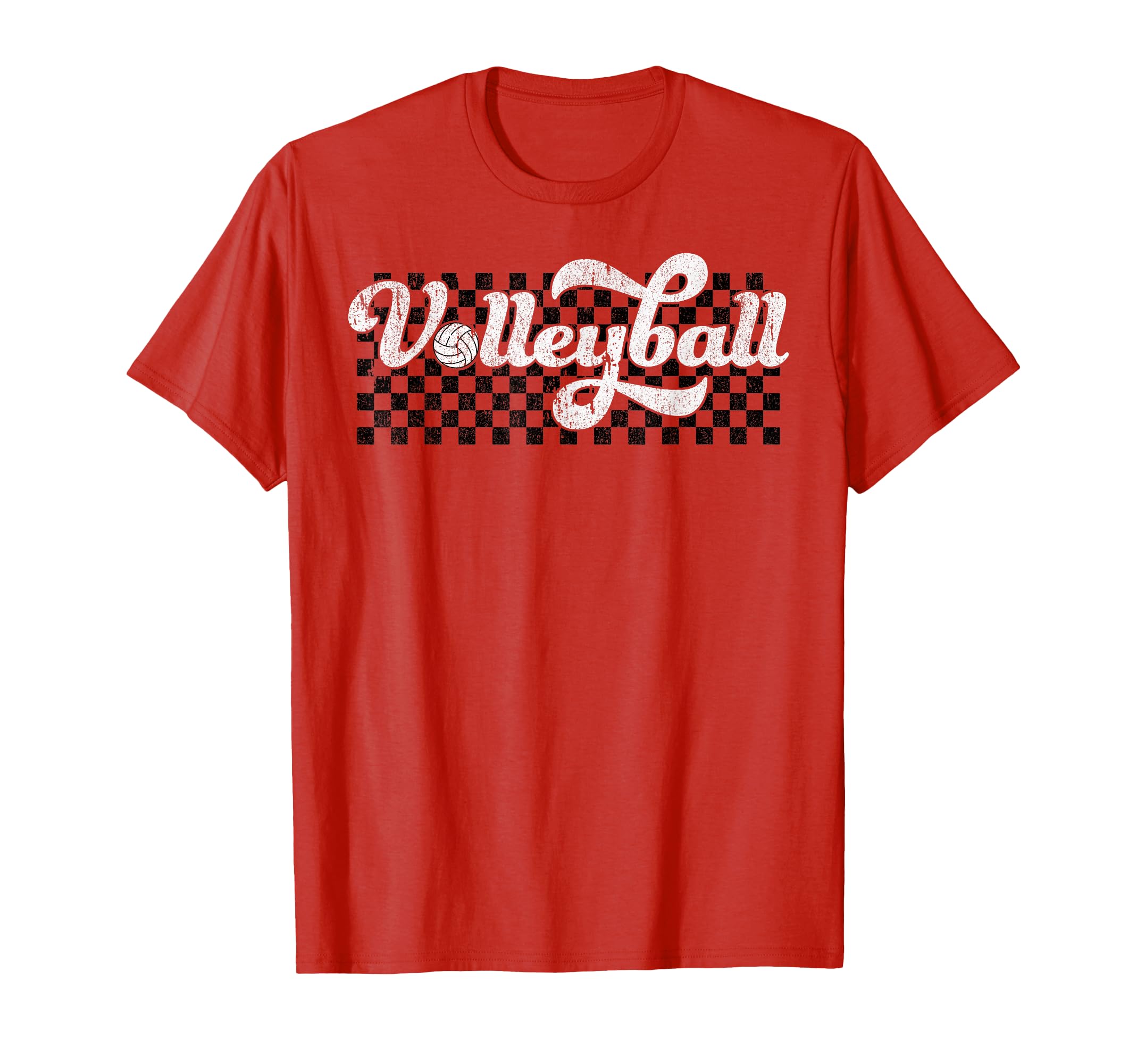 Volleyball Mom Dad Mama Family Checkered T-Shirt - Graphic Print Unisex