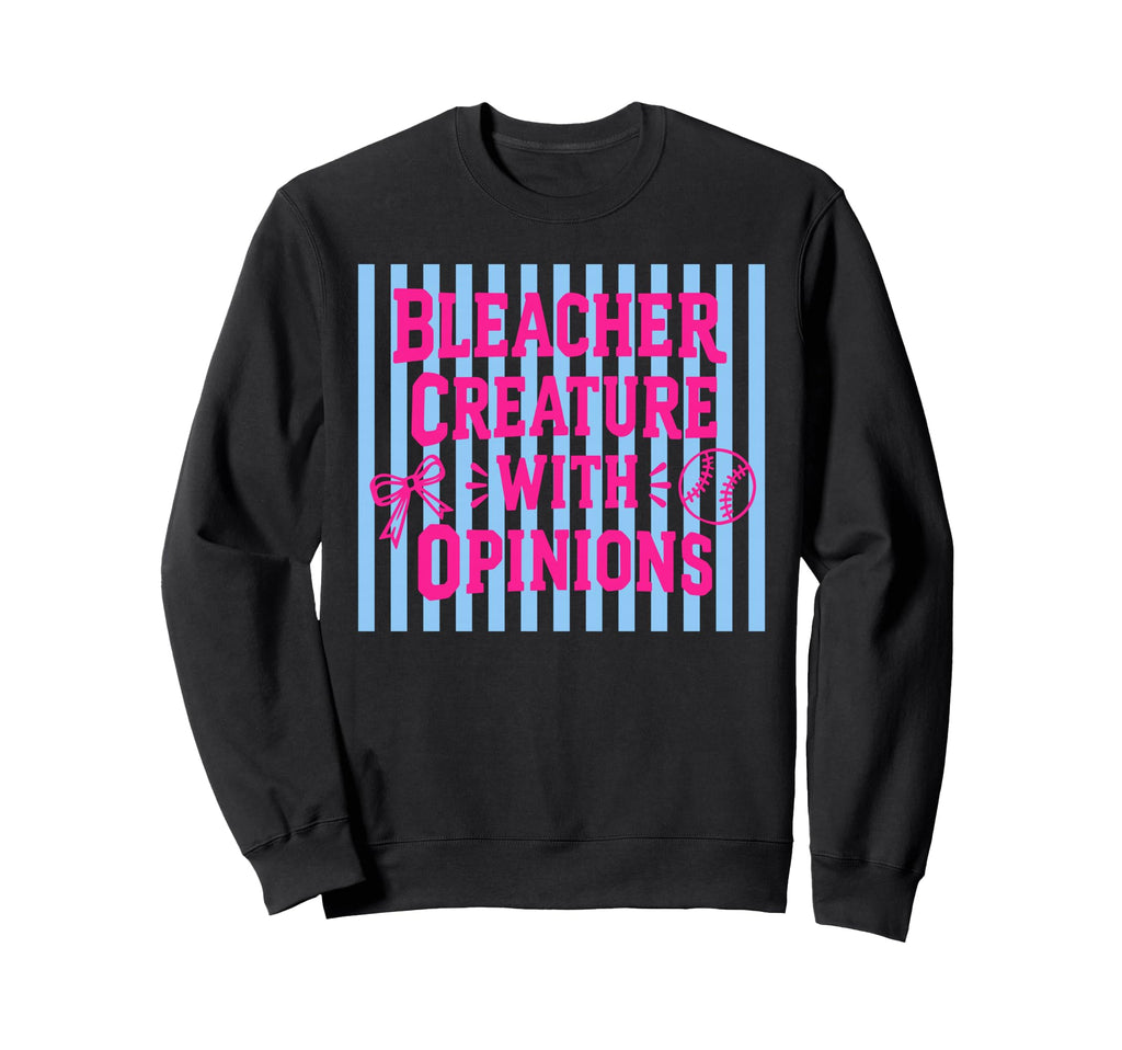 Bleacher Creature Opinions Funny Sweatshirt - Unique Graphic for Adults