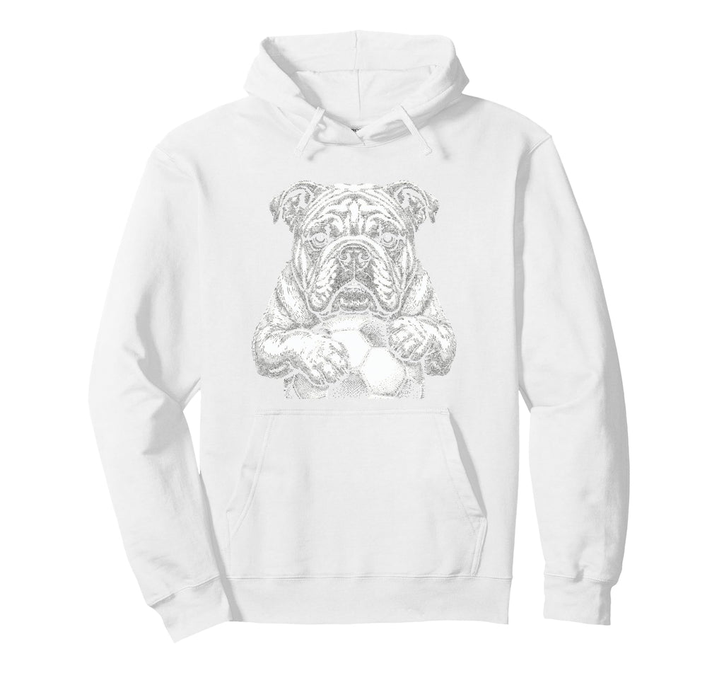 English Bulldog Soccer Player Line Hoodie - Fun Novelty Design Men Women