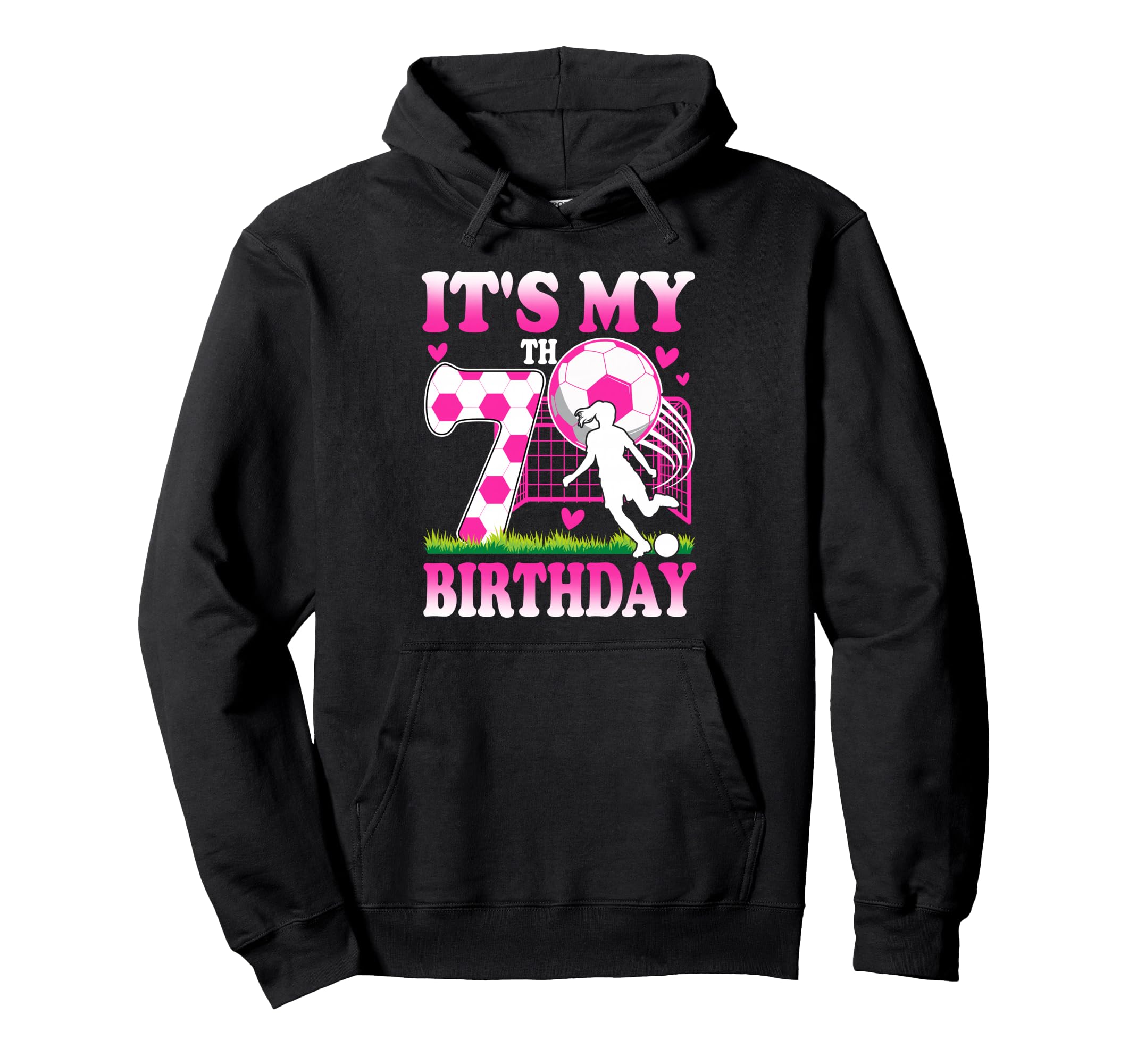 7 Year Old Birthday Soccer Themed Party Hoodie - Novelty Apparel Unisex