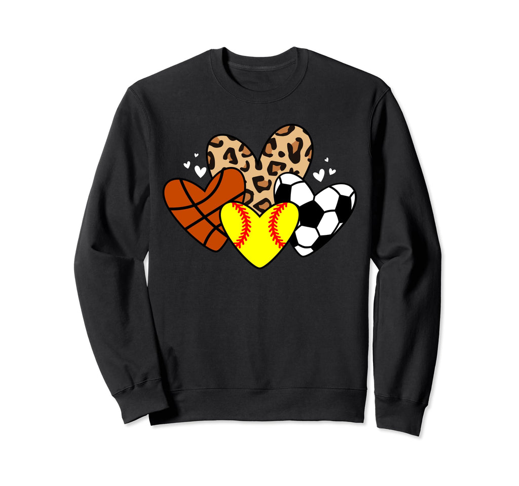 Softball Soccer Basketball Heart Funny Sweatshirt - Trendy Graphic Unisex