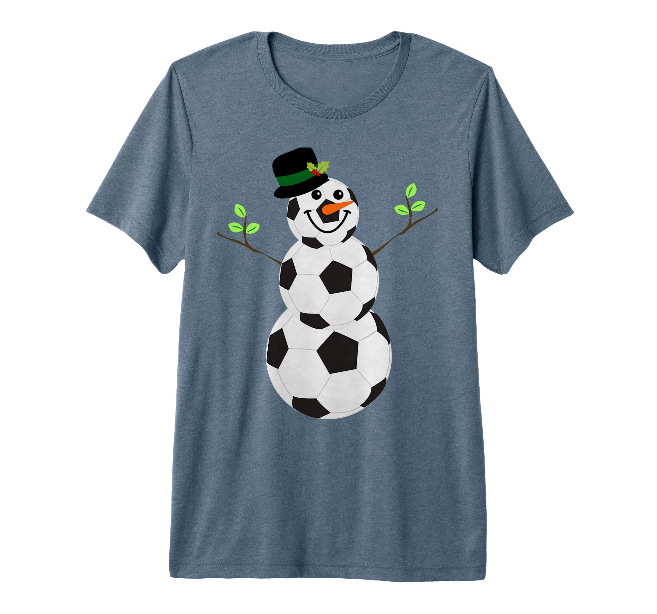 Soccer Balls Snowman Winter Sports T-Shirt - Fun Novelty Design for Adults