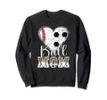 Ball Mom Heart Soccer Baseball Mom Sweatshirt - Aesthetic Graphic Unisex