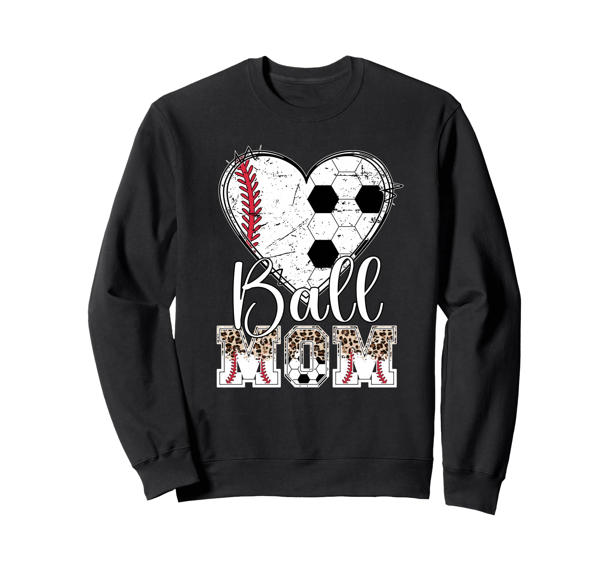 Ball Mom Heart Soccer Baseball Mom Sweatshirt - Aesthetic Graphic Unisex