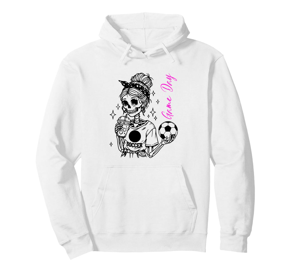 Soccer Skeleton Spooky Game Day Messy Hoodie - Unique Graphic for Adults