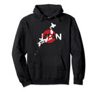 Japanese Map Flag Souvenir Distressed Hoodie - Graphic Print Men Women