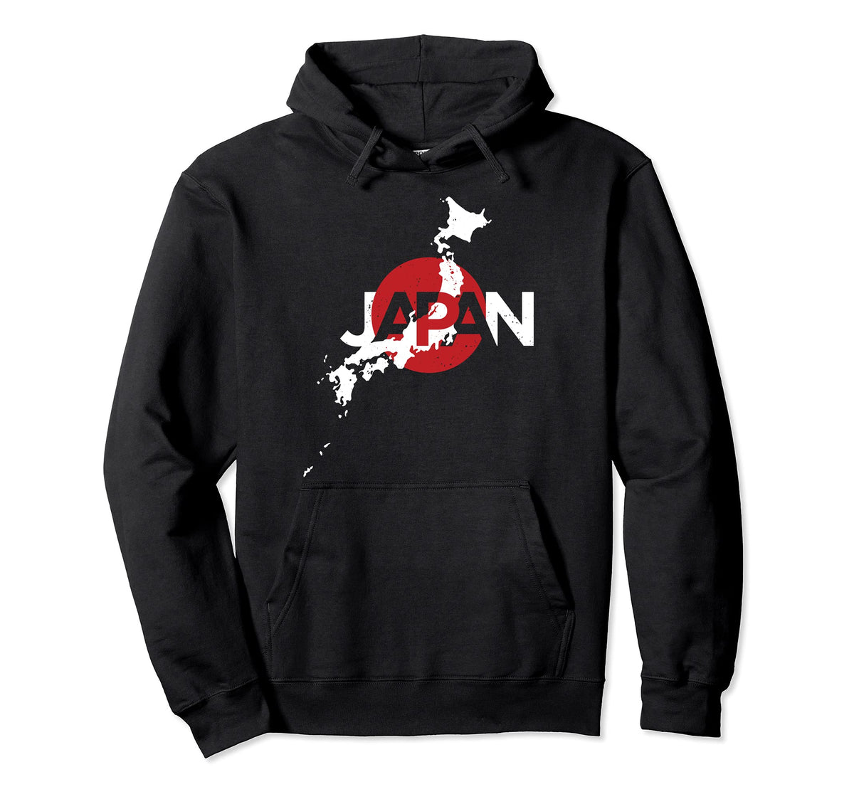 Japanese Map Flag Souvenir Distressed Hoodie - Graphic Print Men Women