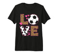 Love Soccer Leopard Soccer Teen Tri T-Shirt - Minimalist Print for Adults