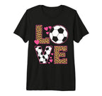 Love Soccer Leopard Soccer Teen Tri T-Shirt - Minimalist Print for Adults