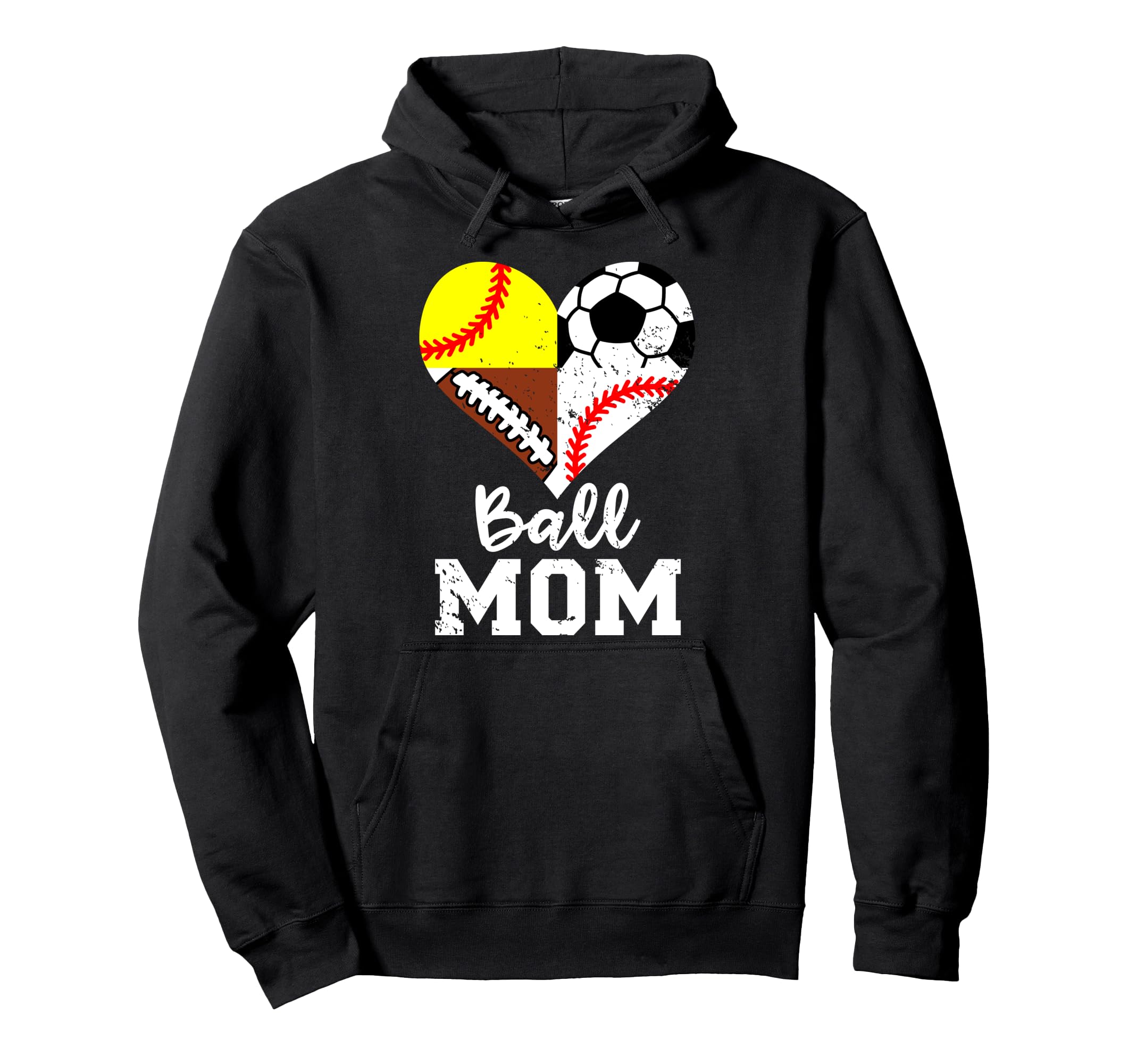Ball Mom Funny Soccer Football Baseball Hoodie - Unique Graphic Unisex