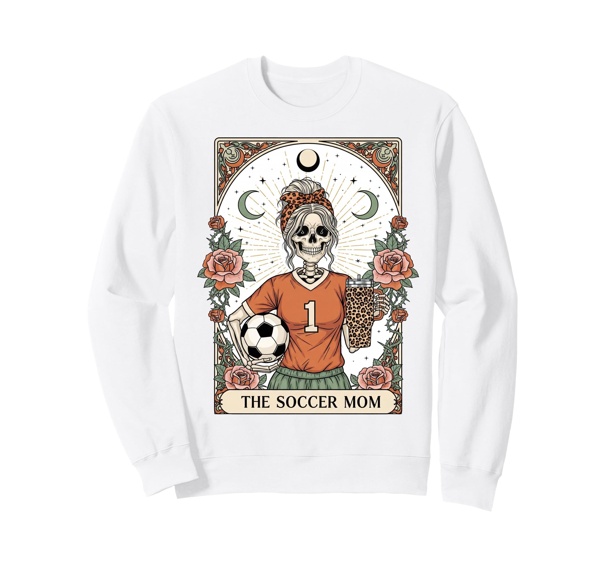 Soccer Mom Skeleton Tarot Card Soccer Sweatshirt - Trendy Graphic Unisex