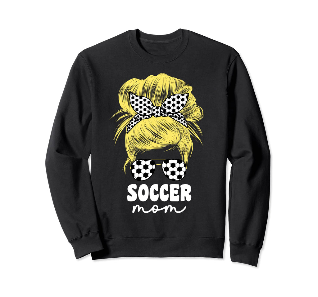 Proud Soccer Mom Mama Blond Messy Sweatshirt - Novelty Apparel for Adults