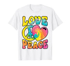 Hippie Love Peace Sign Heart Tie Dye T-Shirt - Custom Art Print Unisex
