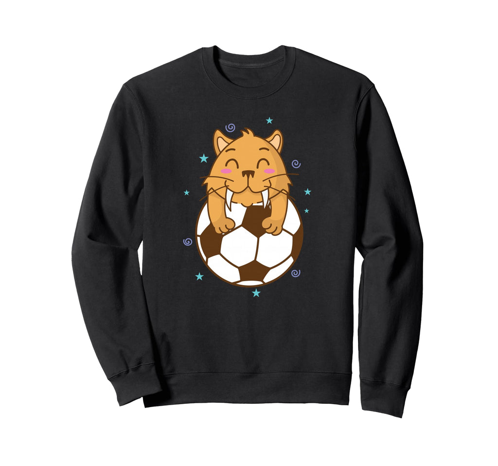 Saber Toothed Tiger Loves Soccer Sweatshirt - Streetwear Style for Adults
