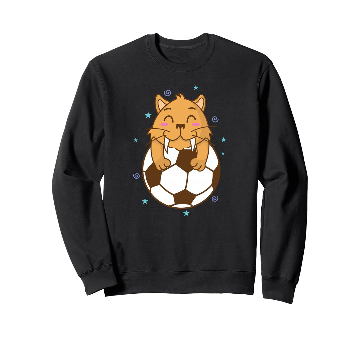 Saber Toothed Tiger Loves Soccer Sweatshirt - Streetwear Style for Adults