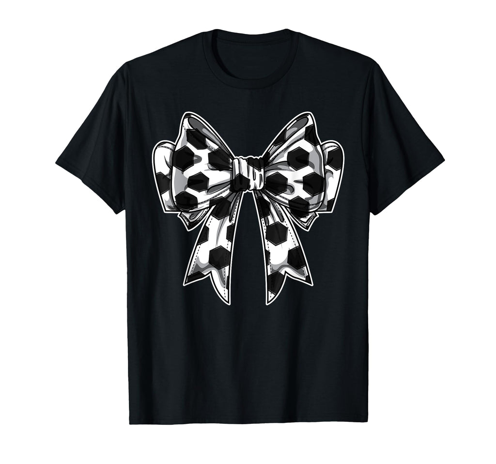 Soccer Ball Coquette Bow Game Day T-Shirt - Minimalist Print for Adults