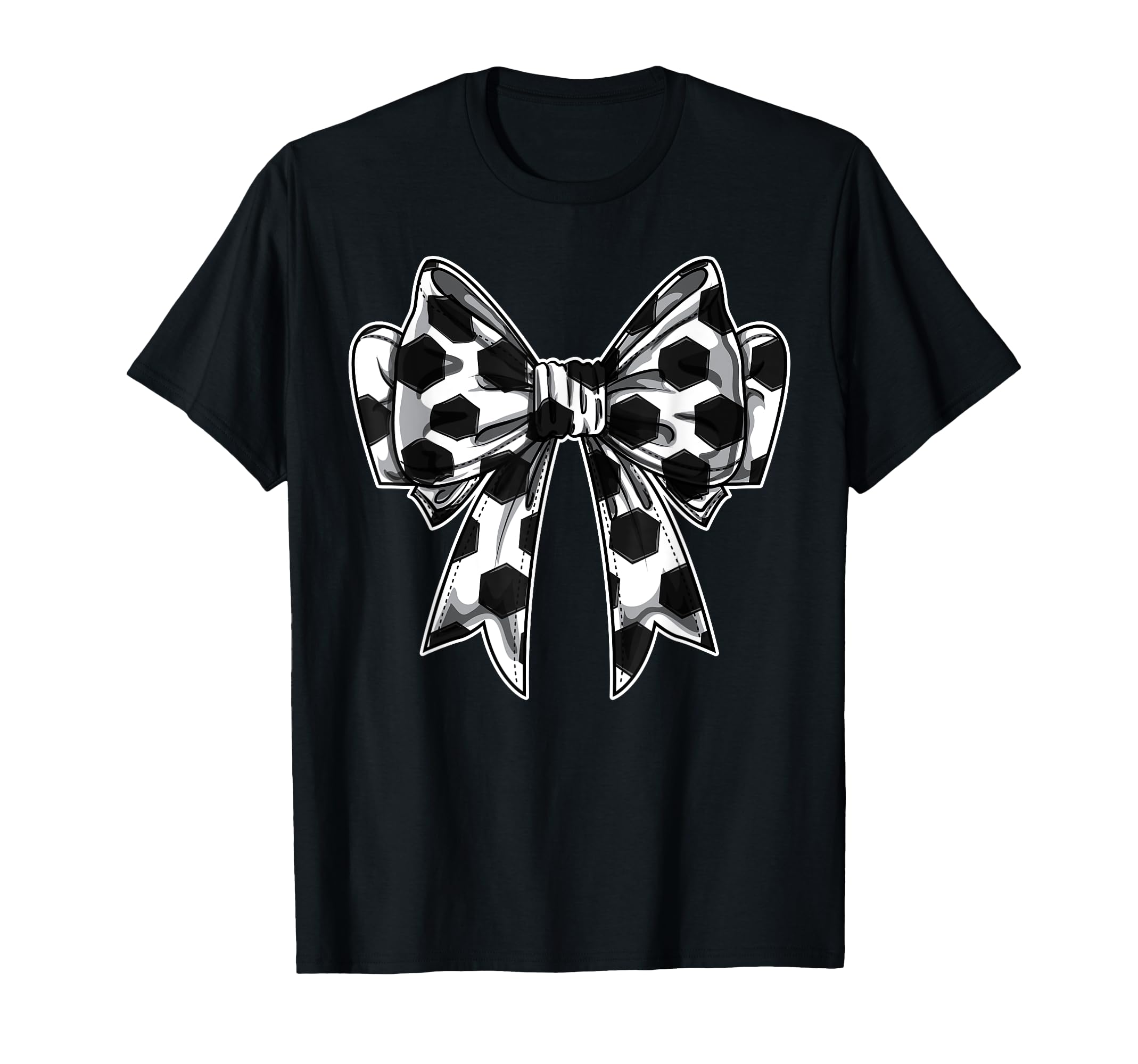 Soccer Ball Coquette Bow Game Day T-Shirt - Minimalist Print for Adults