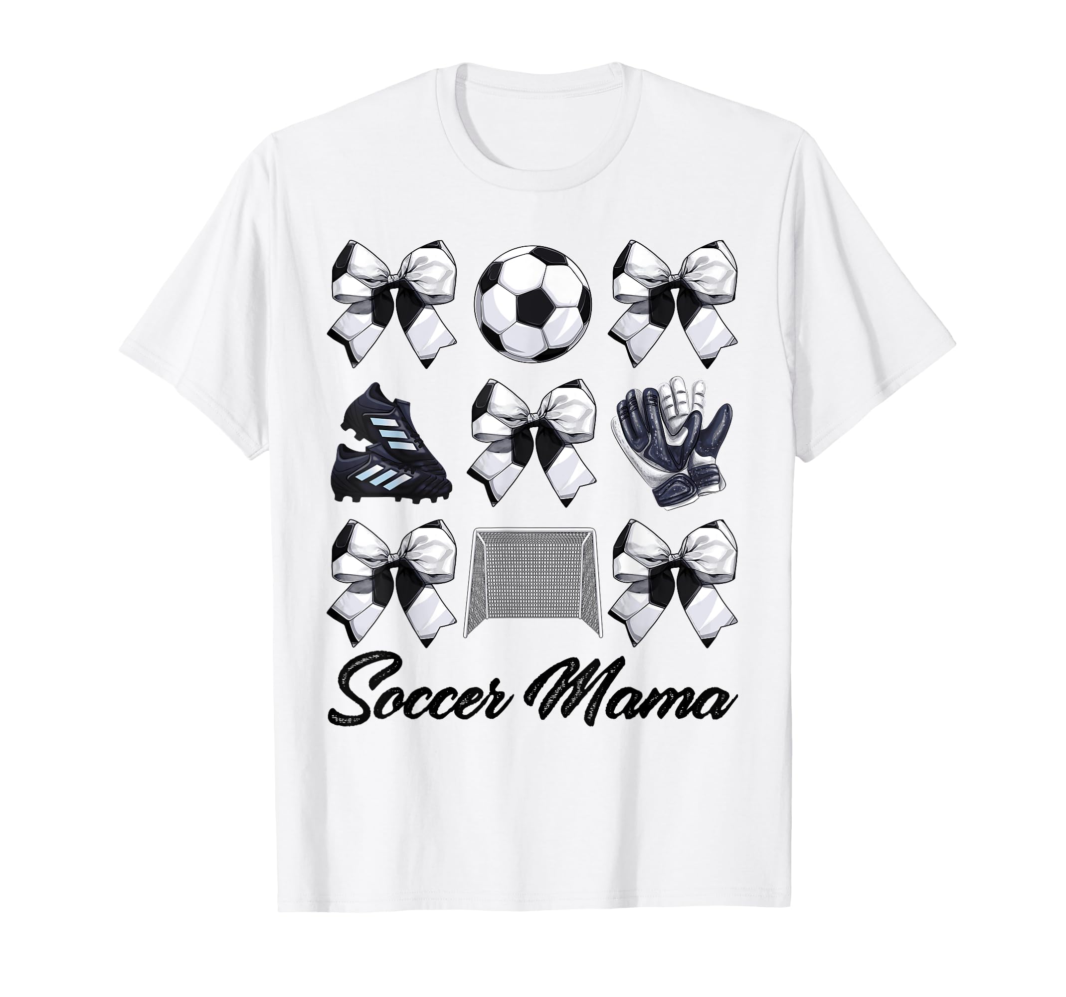 Soccer Mama Bow Soccer Mom Mommy T-Shirt - Casual Everyday Wear Unisex