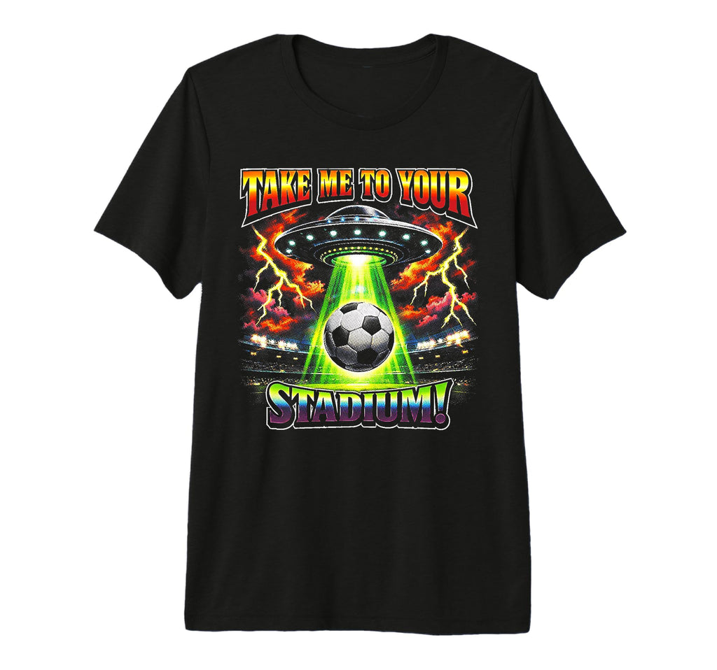 90S Soccer Alien Ufo Funny Soccer Tri T-Shirt - Streetwear Style Unisex