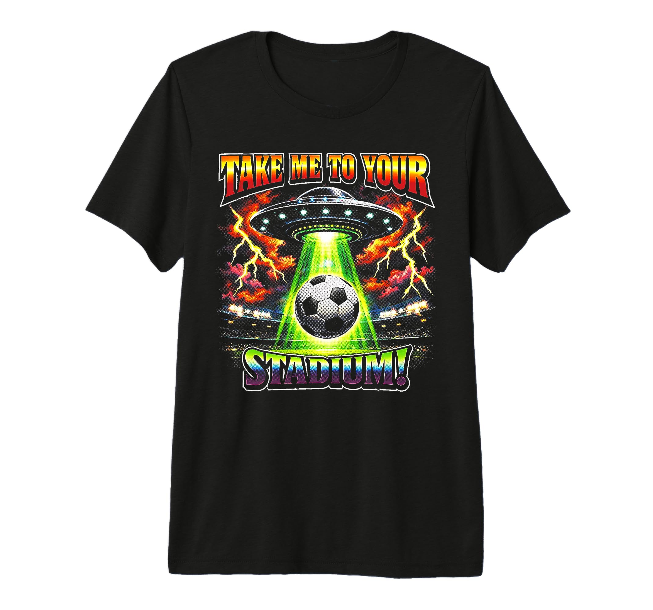 90S Soccer Alien Ufo Funny Soccer Tri T-Shirt - Streetwear Style Unisex