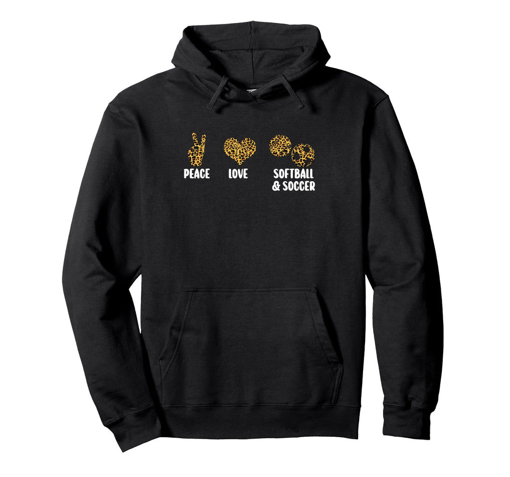 Peace Love Softball Soccer Softball Hoodie - Minimalist Print for Adults