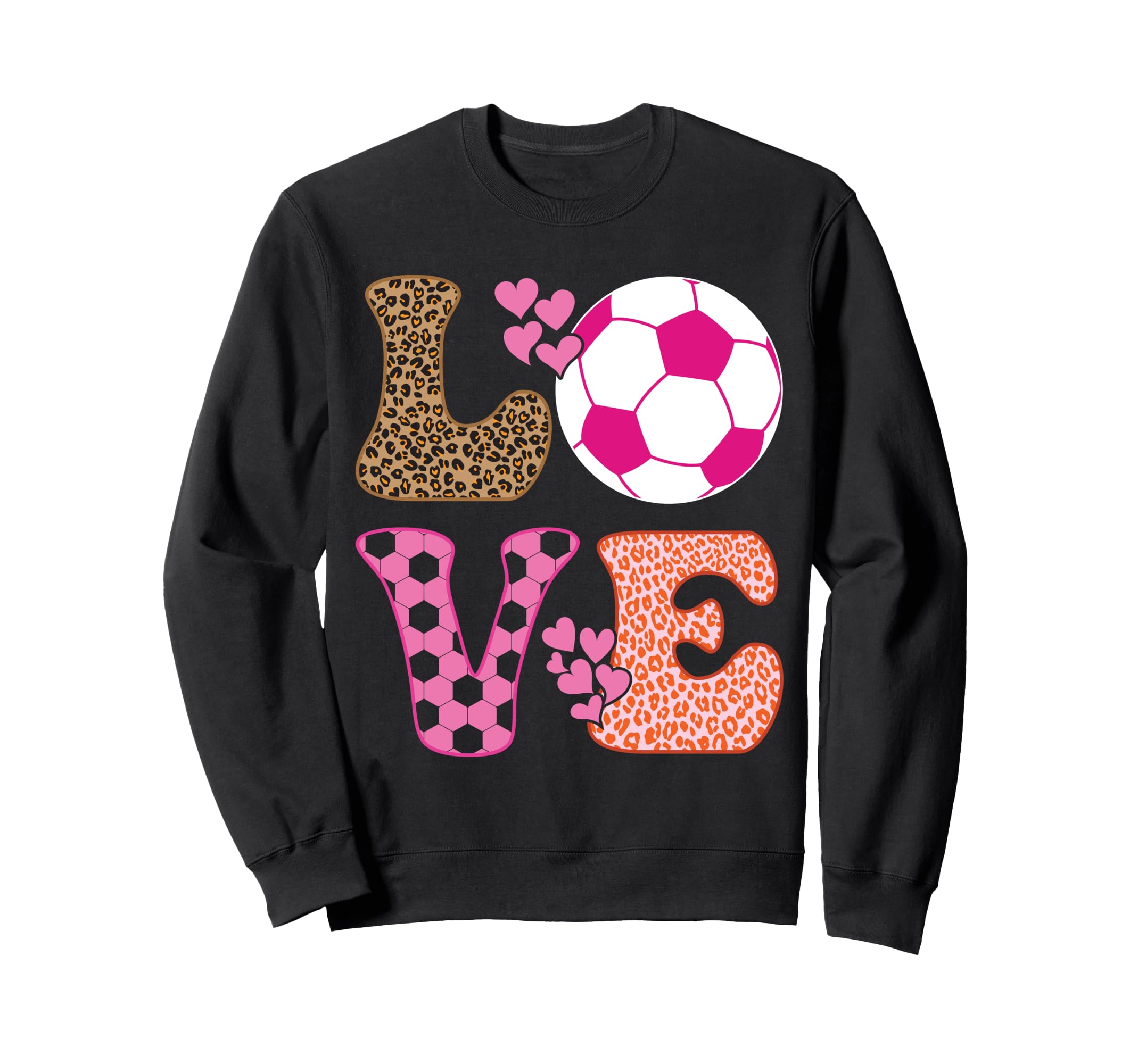 Soccer Love Hearts And Leopard Sweatshirt - Novelty Apparel for Adults