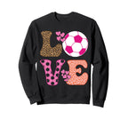 Soccer Love Hearts And Leopard Sweatshirt - Aesthetic Graphic Men Women