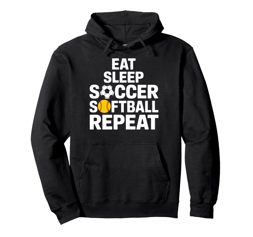 Soccer Softball Life Eat Sleep Repeat Hoodie - Aesthetic Graphic Men Women