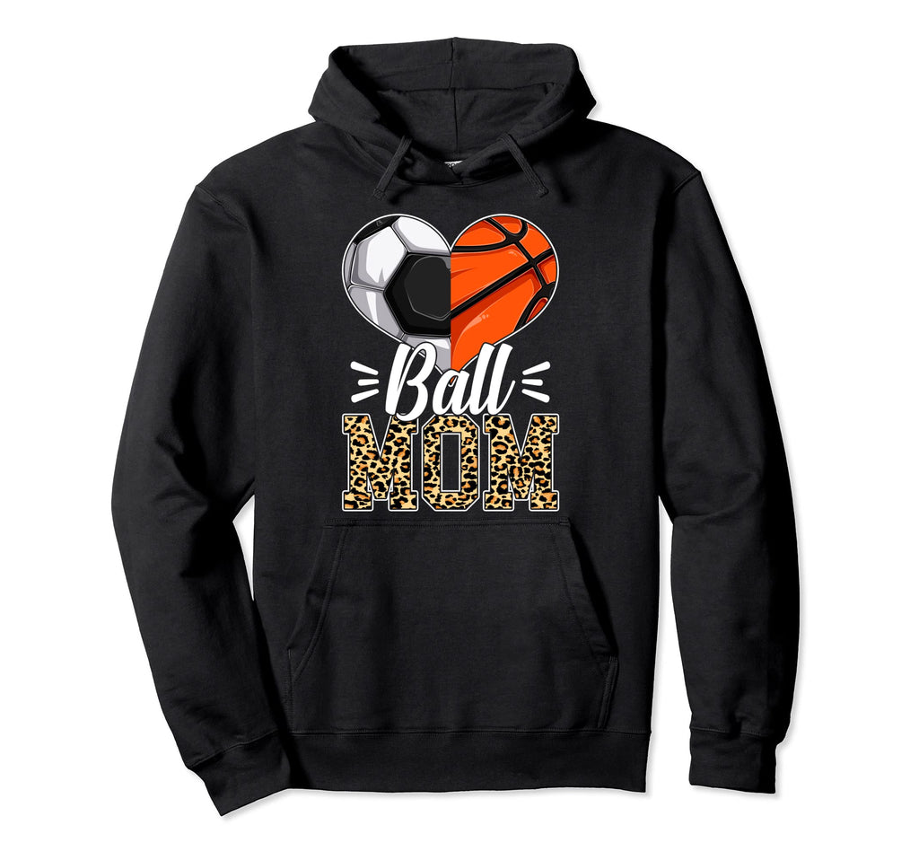 Leopard Mom Heart Funny Soccer Hoodie - Novelty Apparel for Adults
