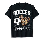 Soccer Grandma Heart Leopard Mom T-Shirt - Graphic Print for Adults