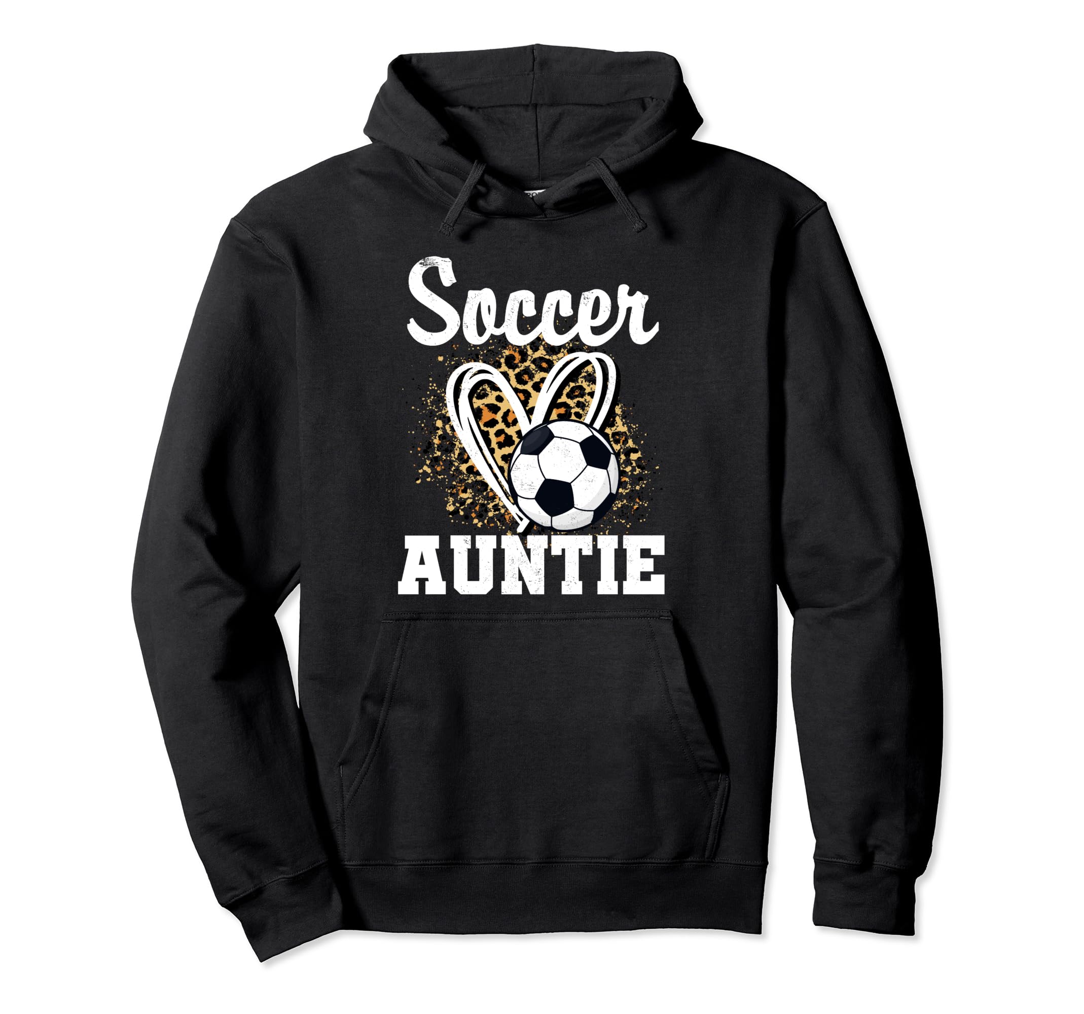 Soccer Auntie Leopard Heart Matching Hoodie - Unique Graphic Men Women