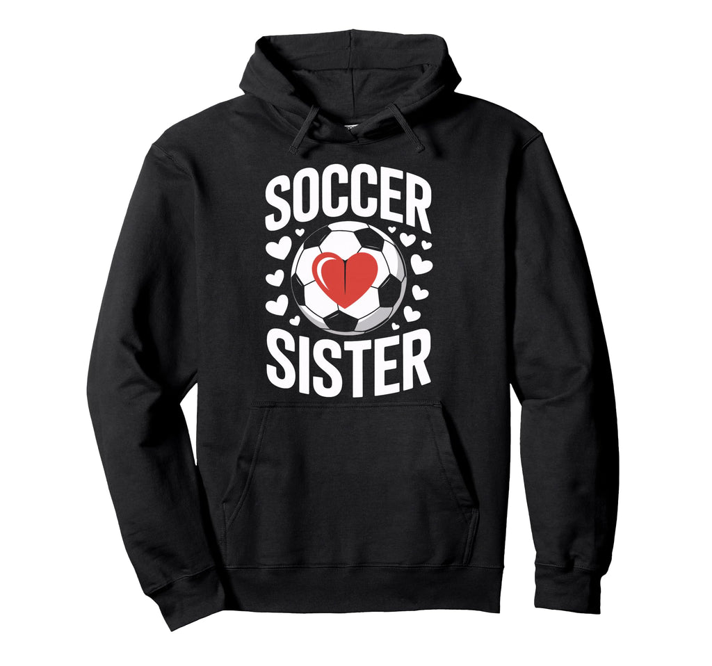 Soccer Sister Heart Soccer Sibling Hoodie - Aesthetic Graphic for Adults