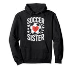 Soccer Sister Heart Soccer Sibling Hoodie - Aesthetic Graphic for Adults