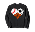 Baseball Soccer Basketball Heart Sweatshirt - Custom Art Print Men Women