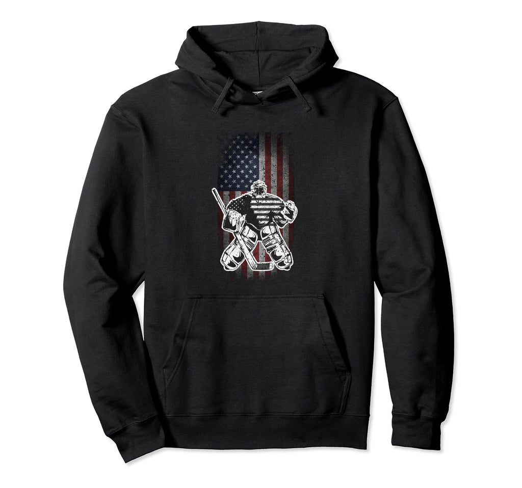 Hockey Goalie American Flag Us Flag Hoodie - Casual Everyday Wear Unisex
