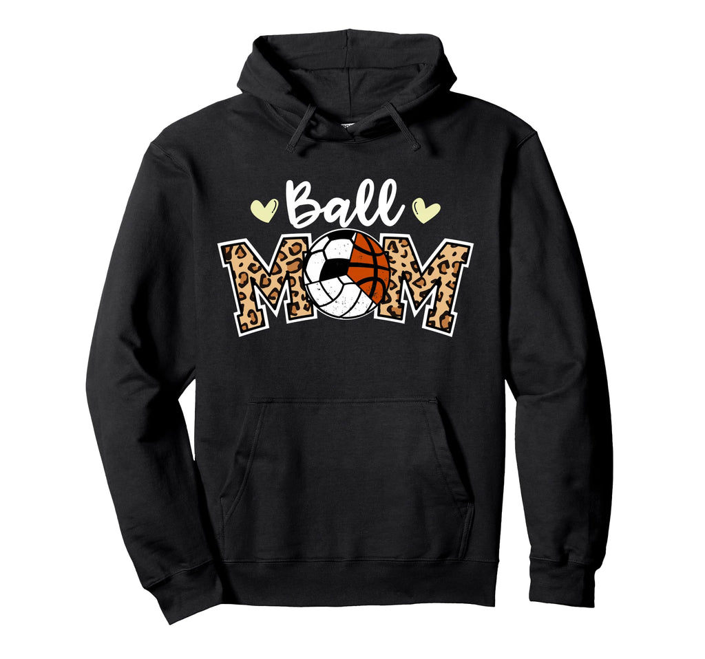 Ball Mom Leopard Volleyball Soccer Hoodie - Fun Novelty Design Men Women