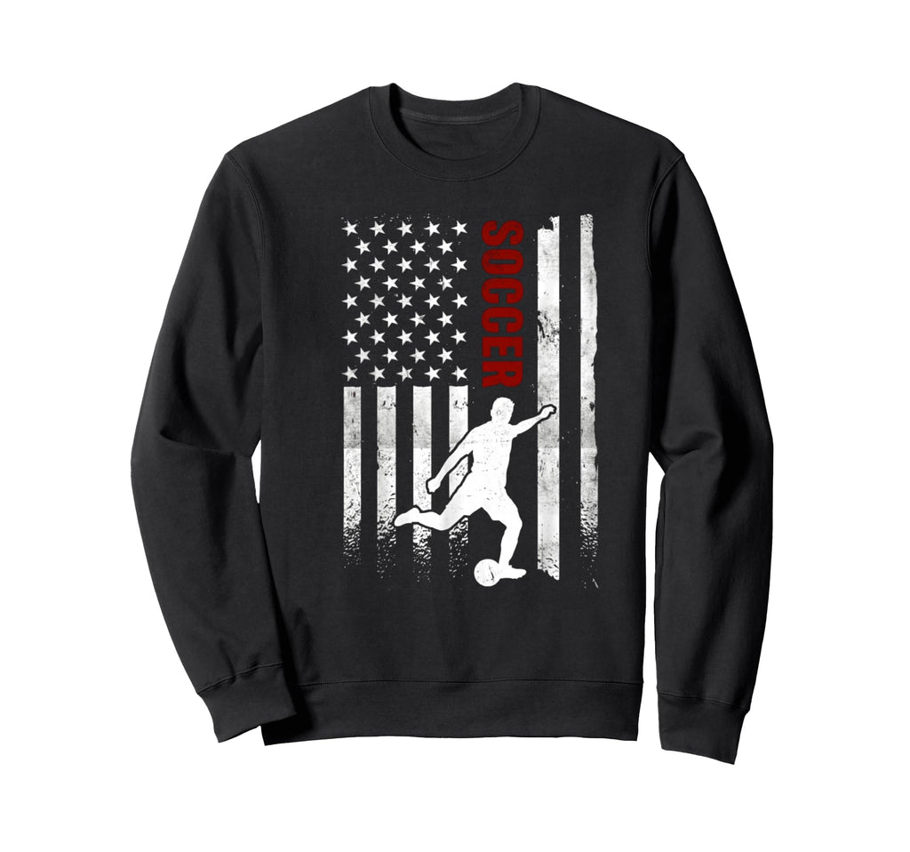 Soccer American Flag Sweatshirt - Casual Everyday Wear Men Women