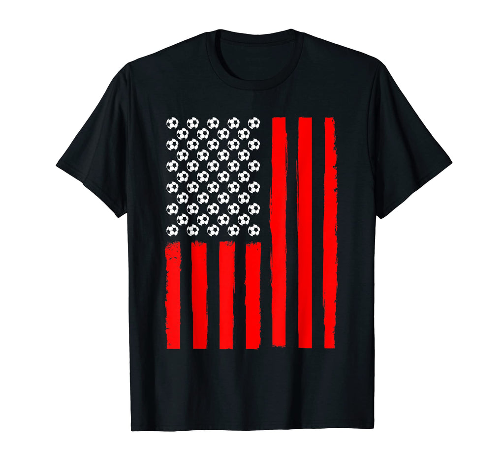 Distressed American Flag Soccer Patriotic T-Shirt - Novelty Apparel Unisex