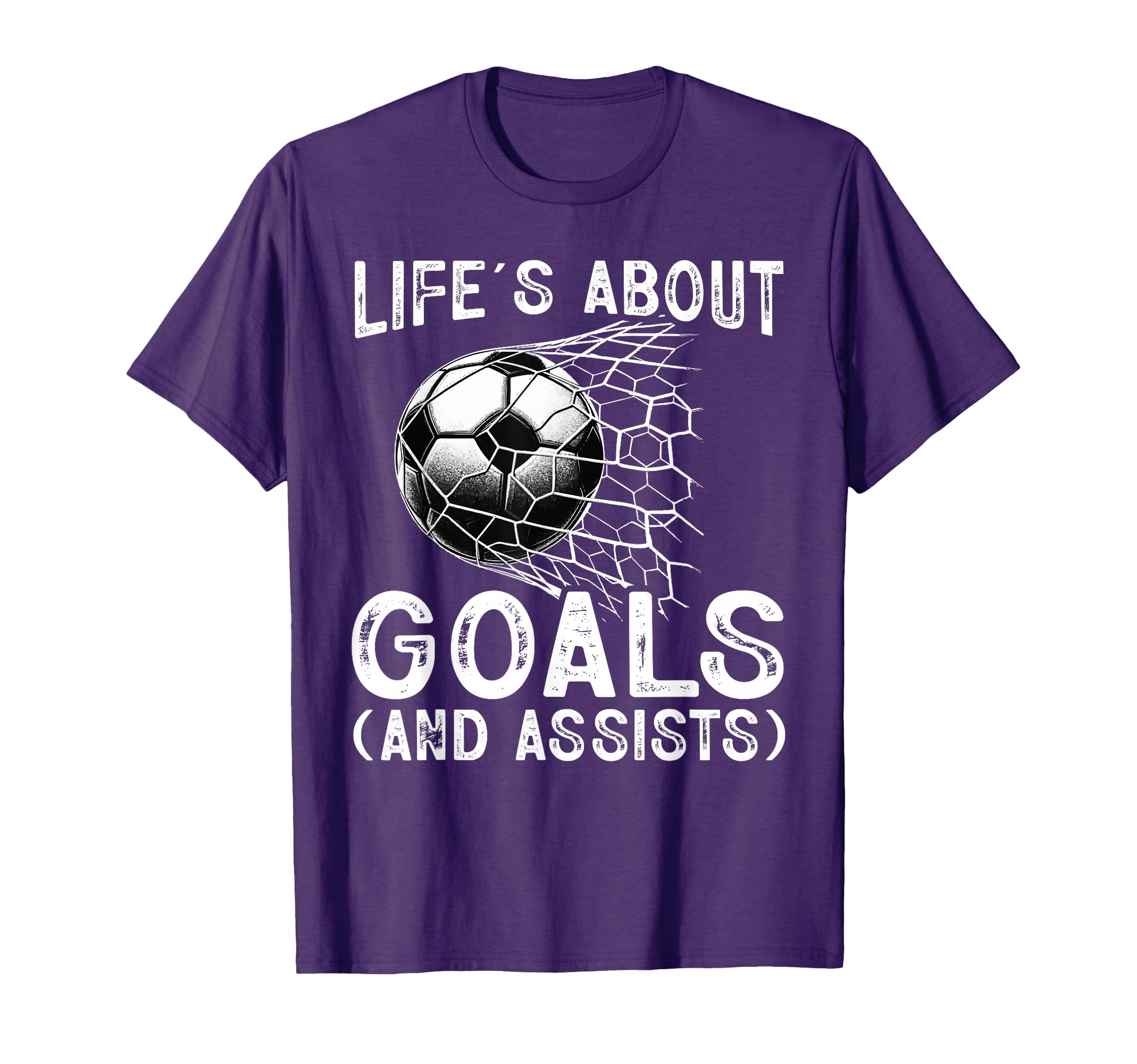 Life Is About Goals Assists Funny T-Shirt - Minimalist Print for Adults