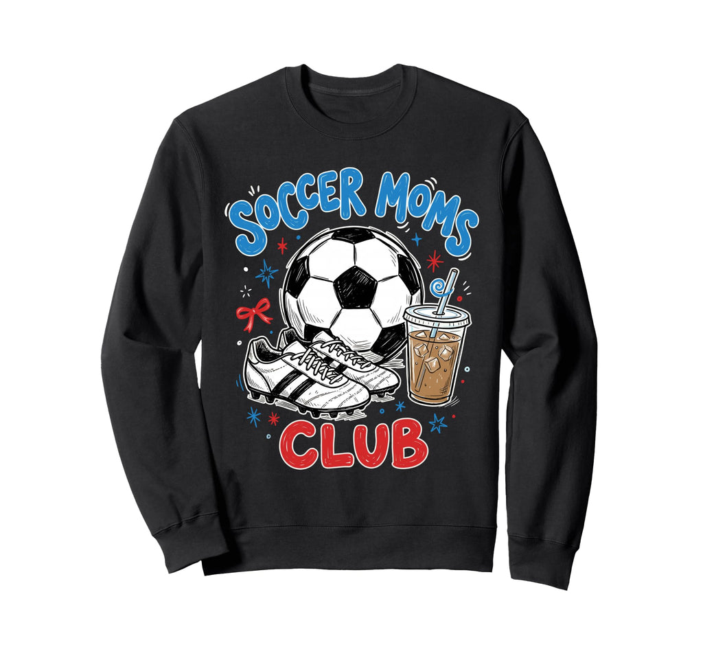 Soccer Moms Club Iced Coffee Cleats Sweatshirt - Trendy Graphic for Adults