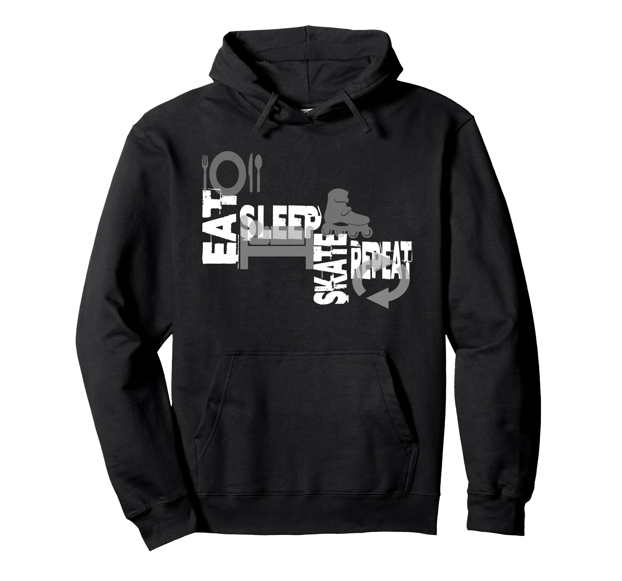 Skating Eat Sleep Skate Repeat Hoodie - Aesthetic Graphic for Adults