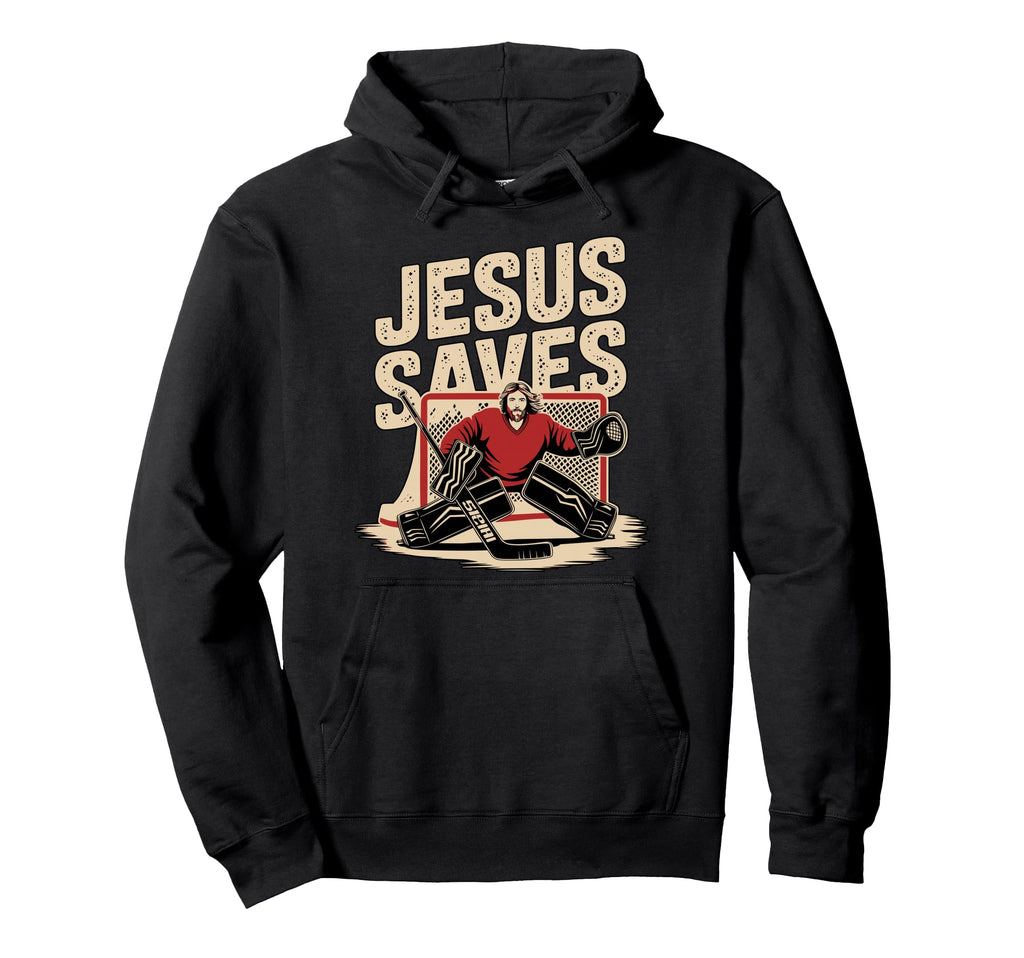 Jesus Saves Ice Hockey Goalkeeper Hoodie - Minimalist Print Men Women