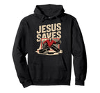 Jesus Saves Ice Hockey Goalkeeper Hoodie - Minimalist Print Men Women