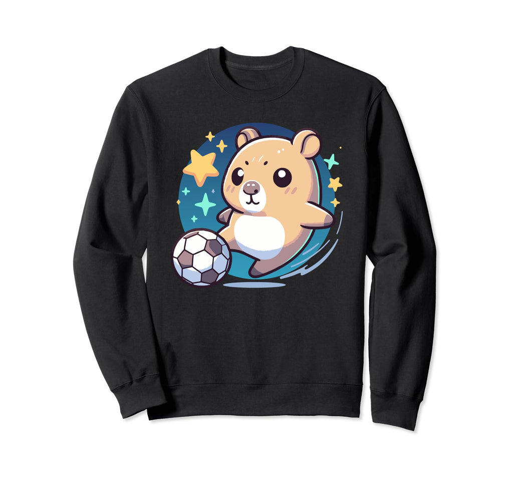 Hamster Soccer Player Kicking Sweatshirt - Streetwear Style for Adults