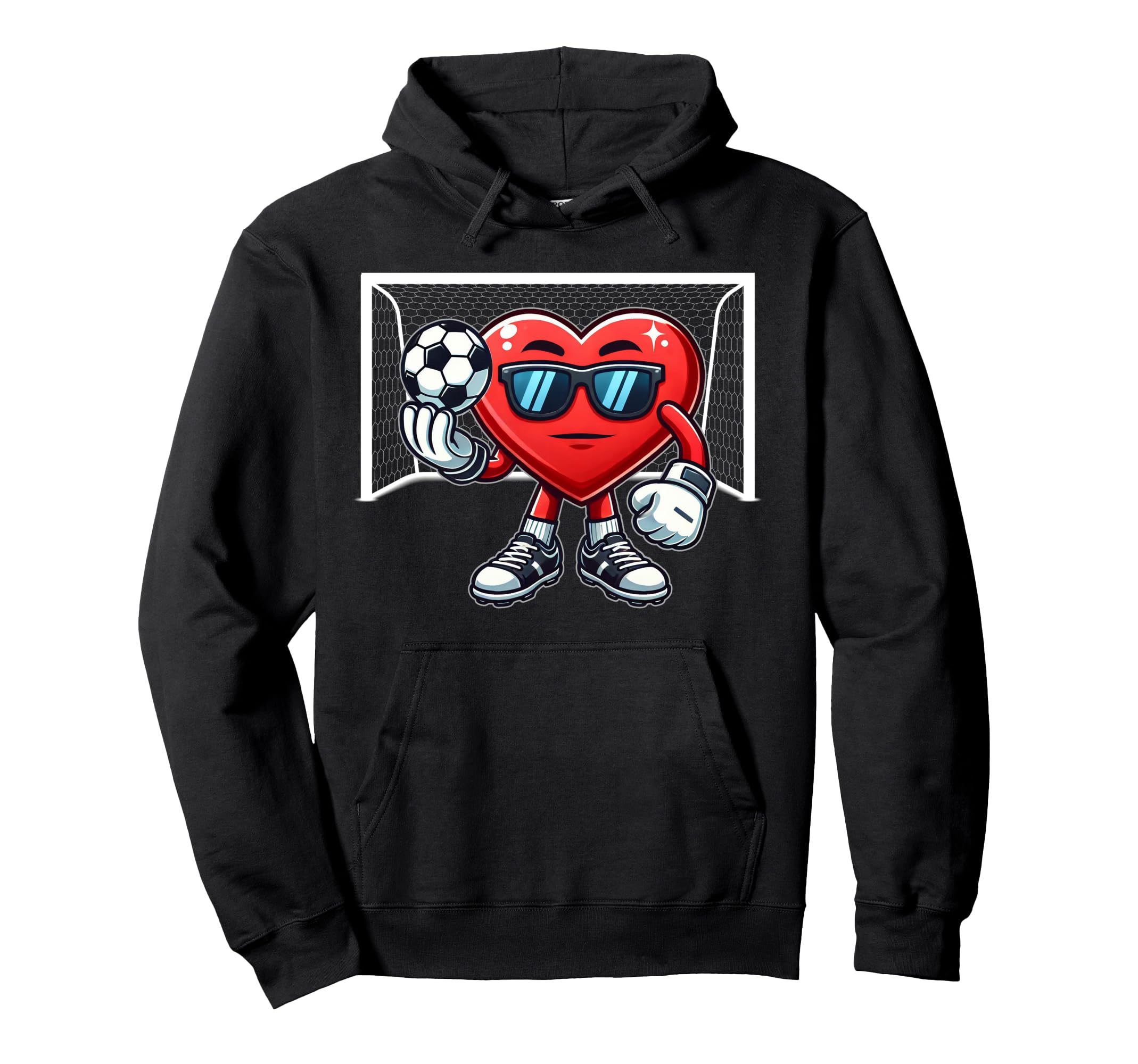 Valentines Day Soccer Heart Goalkeeper Hoodie - Graphic Print Men Women