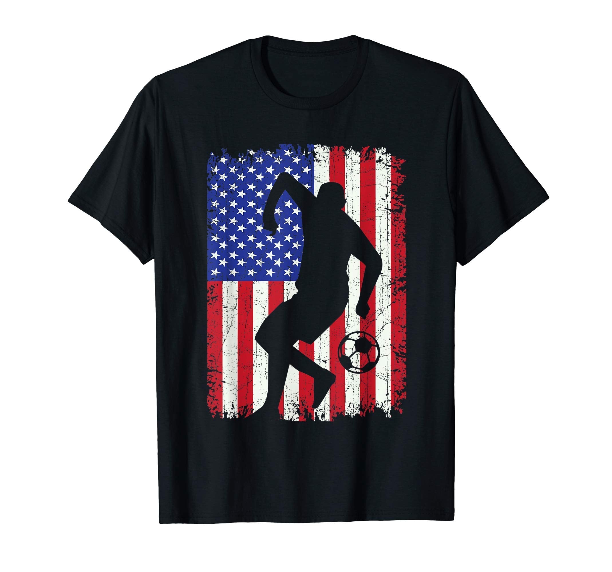 American Flag Soccer Player Gift T-Shirt - Aesthetic Graphic for Adults