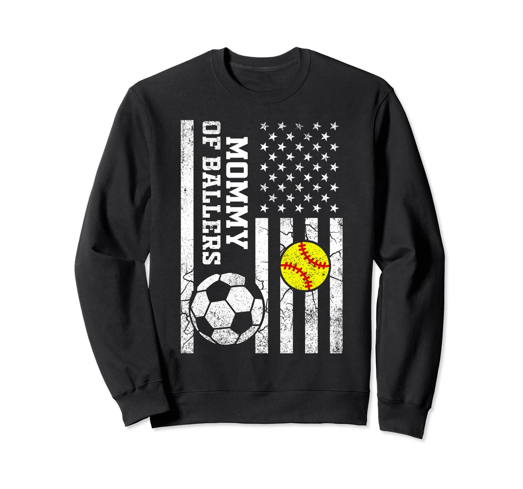 Mommy Ballers Baseball Soccer Sweatshirt - Minimalist Print for Adults